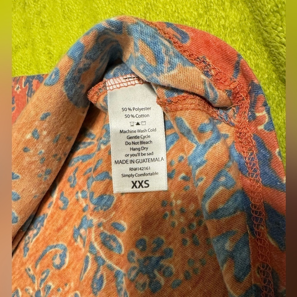 LuLaRoe Carly Dress Orange and Blue Fade Print XXS New for Summer - Picture 3 of 9